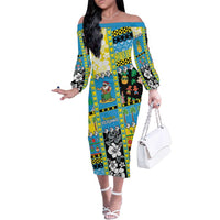 Tuvalu Christmas Family Matching Off The Shoulder Long Sleeve Dress and Hawaiian Shirt Festive Beach Vibes - Polynesian Pride