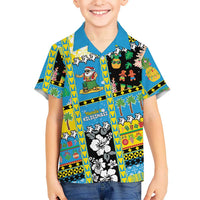 Tuvalu Christmas Family Matching Off The Shoulder Long Sleeve Dress and Hawaiian Shirt Festive Beach Vibes - Polynesian Pride