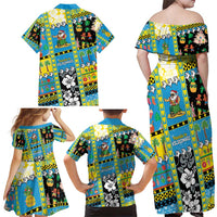 Tuvalu Christmas Family Matching Off Shoulder Maxi Dress and Hawaiian Shirt Festive Beach Vibes - Polynesian Pride