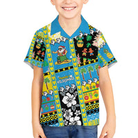 Tuvalu Christmas Family Matching Off Shoulder Maxi Dress and Hawaiian Shirt Festive Beach Vibes - Polynesian Pride