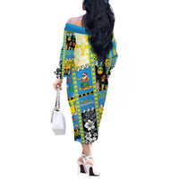 Tuvalu Christmas Off The Shoulder Long Sleeve Dress Festive Beach Vibes - Polynesian Pride