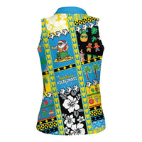 Tuvalu Christmas Women Sleeveless Polo Shirt Festive Beach Vibes - Polynesian Pride