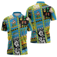 Tuvalu Christmas Zipper Polo Shirt Festive Beach Vibes - Polynesian Pride