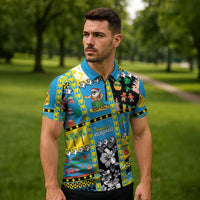 Tuvalu Christmas Zipper Polo Shirt Festive Beach Vibes - Polynesian Pride