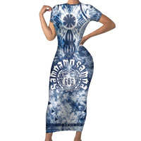 Samoa 685 Family Matching Short Sleeve Bodycon Dress and Hawaiian Shirt Polynesian Pattern Tie Dye Style