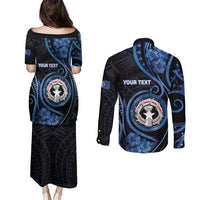 Personalized Northern Mariana Islands Couples Matching Puletasi and Long Sleeve Button Shirt Ocean Floral Pattern LT05 - Polynesian Pride