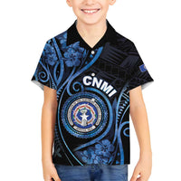 Personalized Northern Mariana Islands Family Matching Off Shoulder Maxi Dress and Hawaiian Shirt Ocean Floral Pattern LT05 Son's Shirt Black - Polynesian Pride