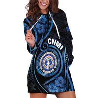 Personalized Northern Mariana Islands Hoodie Dress Ocean Floral Pattern LT05 Black - Polynesian Pride