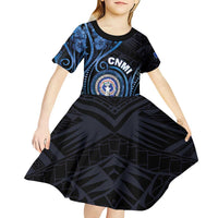 Personalized Northern Mariana Islands Kid Short Sleeve Dress Ocean Floral Pattern LT05 - Polynesian Pride