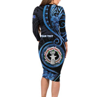 Personalized Northern Mariana Islands Long Sleeve Bodycon Dress Ocean Floral Pattern LT05 - Polynesian Pride