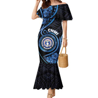 Personalized Northern Mariana Islands Mermaid Dress Ocean Floral Pattern LT05 Women Black - Polynesian Pride