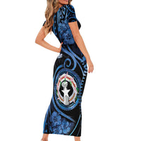 Personalized Northern Mariana Islands Short Sleeve Bodycon Dress Ocean Floral Pattern LT05 - Polynesian Pride