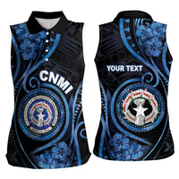 Personalized Northern Mariana Islands Women Sleeveless Polo Shirt Ocean Floral Pattern LT05 - Polynesian Pride