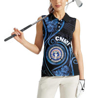 Personalized Northern Mariana Islands Women Sleeveless Polo Shirt Ocean Floral Pattern LT05 - Polynesian Pride