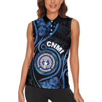 Personalized Northern Mariana Islands Women Sleeveless Polo Shirt Ocean Floral Pattern LT05 - Polynesian Pride