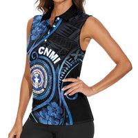 Personalized Northern Mariana Islands Women Sleeveless Polo Shirt Ocean Floral Pattern LT05 - Polynesian Pride