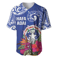 Hafa Adai Northern Mariana Islands Baseball Jersey Polynesian Tribal Pattern LT05 Blue - Polynesian Pride
