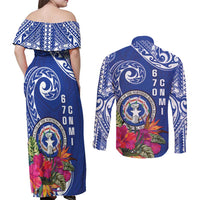 Hafa Adai Northern Mariana Islands Couples Matching Off Shoulder Maxi Dress and Long Sleeve Button Shirt Polynesian Tribal Pattern LT05 - Polynesian Pride