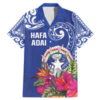 Hafa Adai Northern Mariana Islands Family Matching Mermaid Dress and Hawaiian Shirt Polynesian Tribal Pattern LT05 Dad's Shirt - Short Sleeve Blue - Polynesian Pride