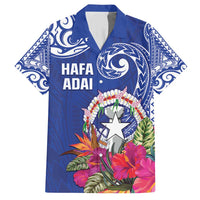 Hafa Adai Northern Mariana Islands Family Matching Short Sleeve Bodycon Dress and Hawaiian Shirt Polynesian Tribal Pattern LT05 Dad's Shirt - Short Sleeve Blue - Polynesian Pride