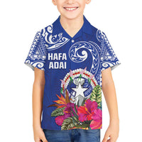 Hafa Adai Northern Mariana Islands Kid Hawaiian Shirt Polynesian Tribal Pattern LT05 Kid Blue - Polynesian Pride