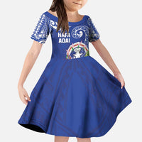 Hafa Adai Northern Mariana Islands Kid Short Sleeve Dress Polynesian Tribal Pattern LT05 KID Blue - Polynesian Pride