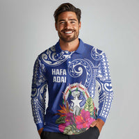 Hafa Adai Northern Mariana Islands Long Sleeve Polo Shirt Polynesian Tribal Pattern LT05 - Polynesian Pride