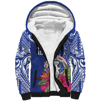 Hafa Adai Northern Mariana Islands Sherpa Hoodie Polynesian Tribal Pattern LT05 Unisex Blue - Polynesian Pride