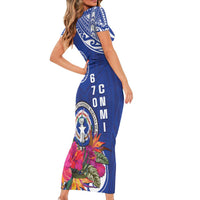 Hafa Adai Northern Mariana Islands Short Sleeve Bodycon Dress Polynesian Tribal Pattern LT05 - Polynesian Pride