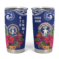 Hafa Adai Northern Mariana Islands Tumbler Cup Polynesian Tribal Pattern LT05 Blue - Polynesian Pride