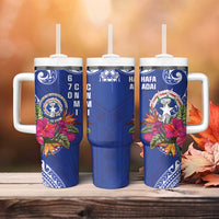 Hafa Adai Northern Mariana Islands Tumbler With Handle Polynesian Tribal Pattern
