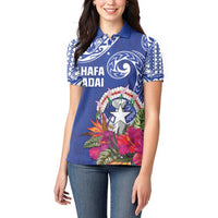 Hafa Adai Northern Mariana Islands Women Polo Shirt Polynesian Tribal Pattern