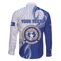 Personalized Northern Mariana Islands Family Matching Off The Shoulder Long Sleeve Dress and Hawaiian Shirt CNMI Seal