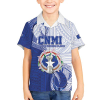 Personalized Northern Mariana Islands Kid Hawaiian Shirt CNMI Seal LT05 Kid Blue - Polynesian Pride