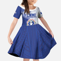 Personalized Northern Mariana Islands Kid Short Sleeve Dress CNMI Seal LT05 KID Blue - Polynesian Pride