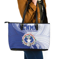 Northern Mariana Islands Leather Tote Bag CNMI Seal LT05 - Polynesian Pride