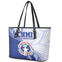 Northern Mariana Islands Leather Tote Bag CNMI Seal LT05 - Polynesian Pride
