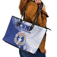 Northern Mariana Islands Leather Tote Bag CNMI Seal LT05 - Polynesian Pride