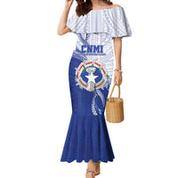 Personalized Northern Mariana Islands Mermaid Dress CNMI Seal LT05 Women Blue - Polynesian Pride