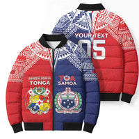Custom Rugby Samoa And Tonga Bomber Puffer Jacket Toa Samoa With Mate Maa LT05 - Polynesian Pride