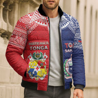 Custom Rugby Samoa And Tonga Bomber Puffer Jacket Toa Samoa With Mate Maa LT05 - Polynesian Pride