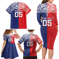 Custom Rugby Samoa And Tonga Family Matching Long Sleeve Bodycon Dress and Hawaiian Shirt Toa Samoa With Mate Maa LT05 - Polynesian Pride