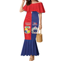 Custom Rugby Samoa And Tonga Family Matching Mermaid Dress and Hawaiian Shirt Toa Samoa With Mate Maa - Polynesian Pride