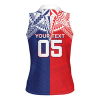 Custom Rugby Samoa And Tonga Women Sleeveless Polo Shirt Toa Samoa With Mate Maa LT05 - Polynesian Pride