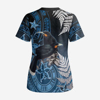 New Zealand Huia Bird Scrub Top Aotearoa Maori Pattern LT05 - Polynesian Pride