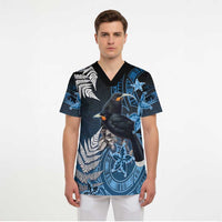 New Zealand Huia Bird Scrub Top Aotearoa Maori Pattern LT05 - Polynesian Pride
