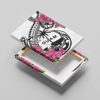 Guam Chamorro Canvas Wall Art Bougainvillea White Polynesian Tribal Pattern