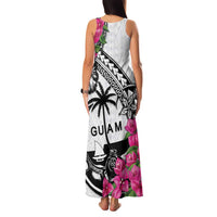 Guam Chamorro Family Matching Tank Maxi Dress and Hawaiian Shirt Bougainvillea White Polynesian Tribal Pattern