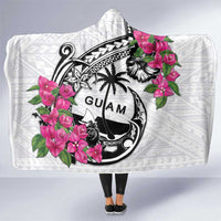 Guam Chamorro Hooded Blanket Bougainvillea White Polynesian Tribal Pattern