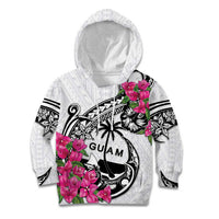 Guam Chamorro Kid Hoodie Bougainvillea White Polynesian Tribal Pattern